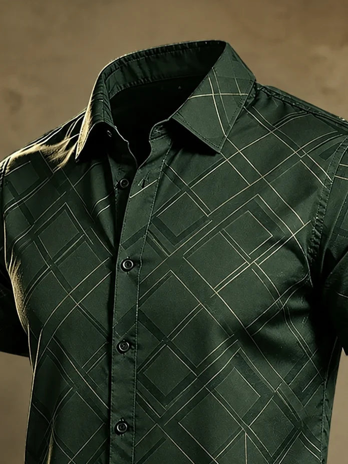 Moisture-Wicking Abstract Geometric Line Art Casual Shirt