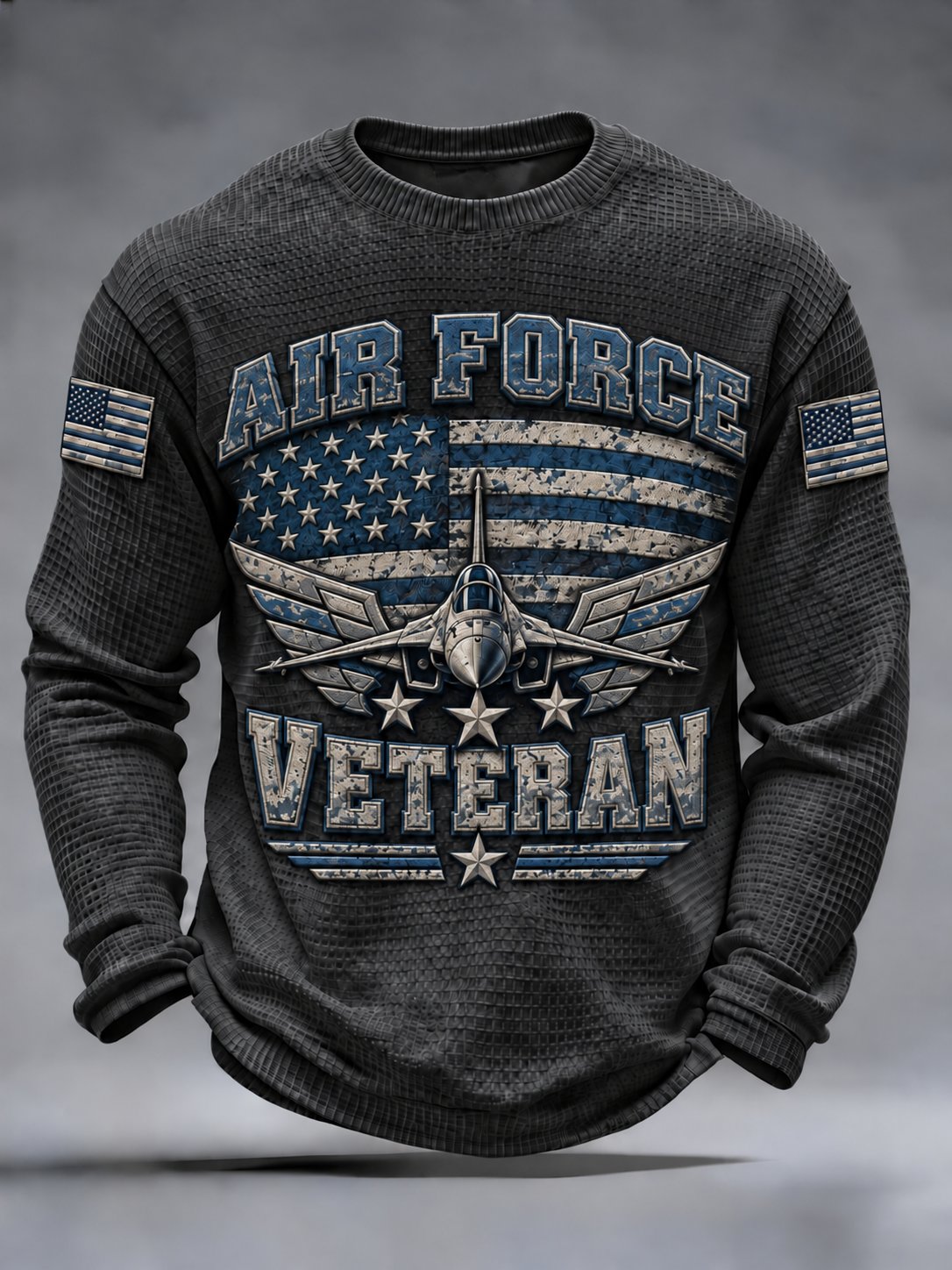 Men's Air Force Print Waffle Long Sleeve T-Shirt