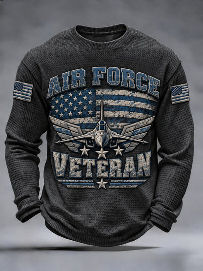 Men's Air Force Print Waffle Long Sleeve T-Shirt