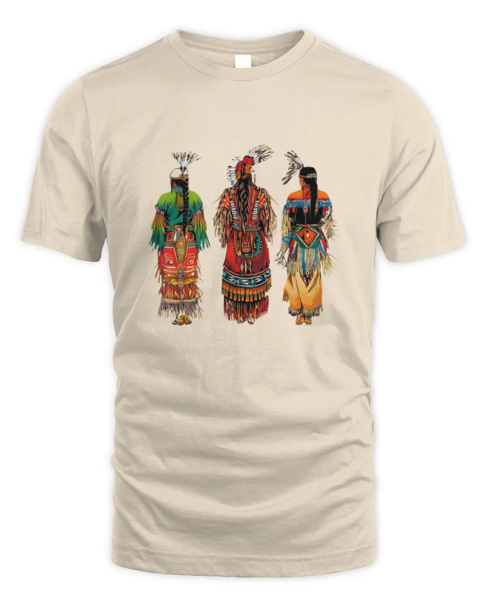 Native American Dancers Shirt | Indigenous Powwow Regalia T-Shirt | Tribal Pride Cultural Graphic Tee | First Nations Heritage Gift - Unisex Standard T-Shirt - sand - front