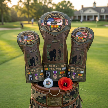 🎖️ Last Day Promo: 49% OFF ⛳️Vietnam Veteran Tribute Elite Leather Golf Head Cover -1955-1975 Service Tribute