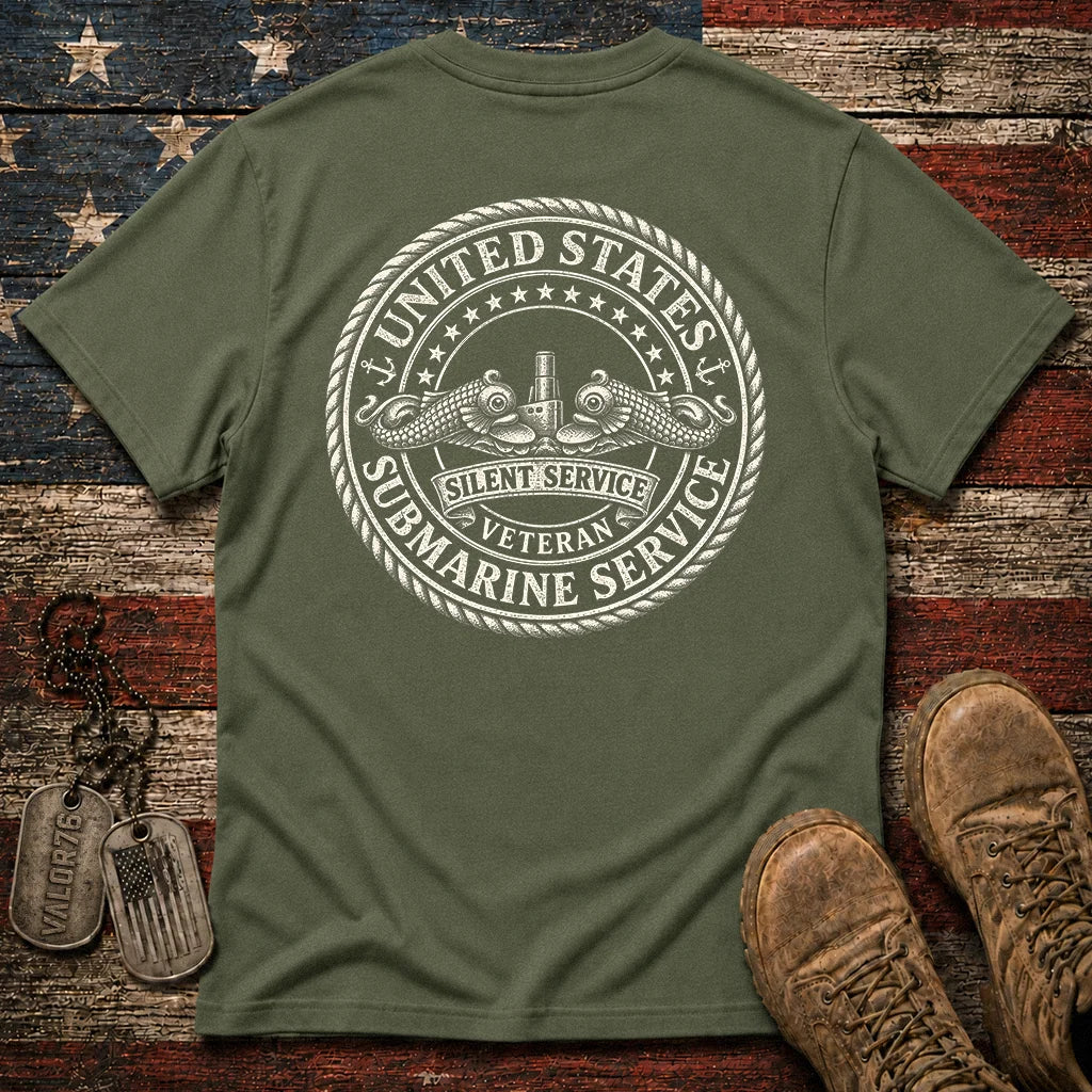 Silent Service Veteran Silver Dolphins Classic Tee