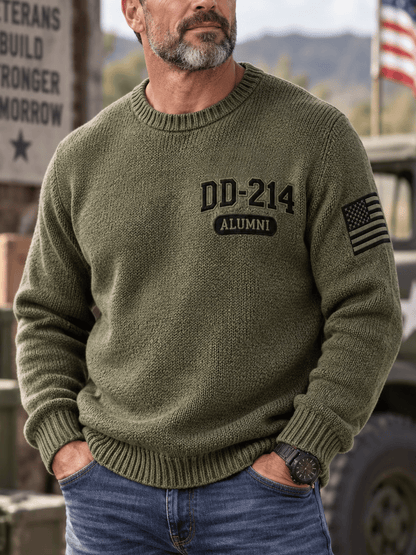 Men's Veteran DD-214 Print Casual Sweater