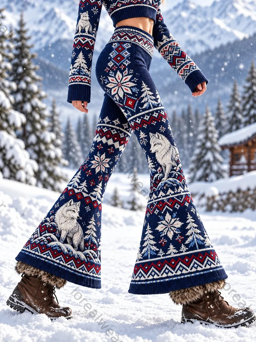 Women's Nordic Forest Animals  Printed Pants