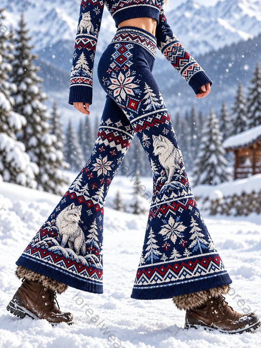 Women's Nordic Forest Animals  Printed Pants