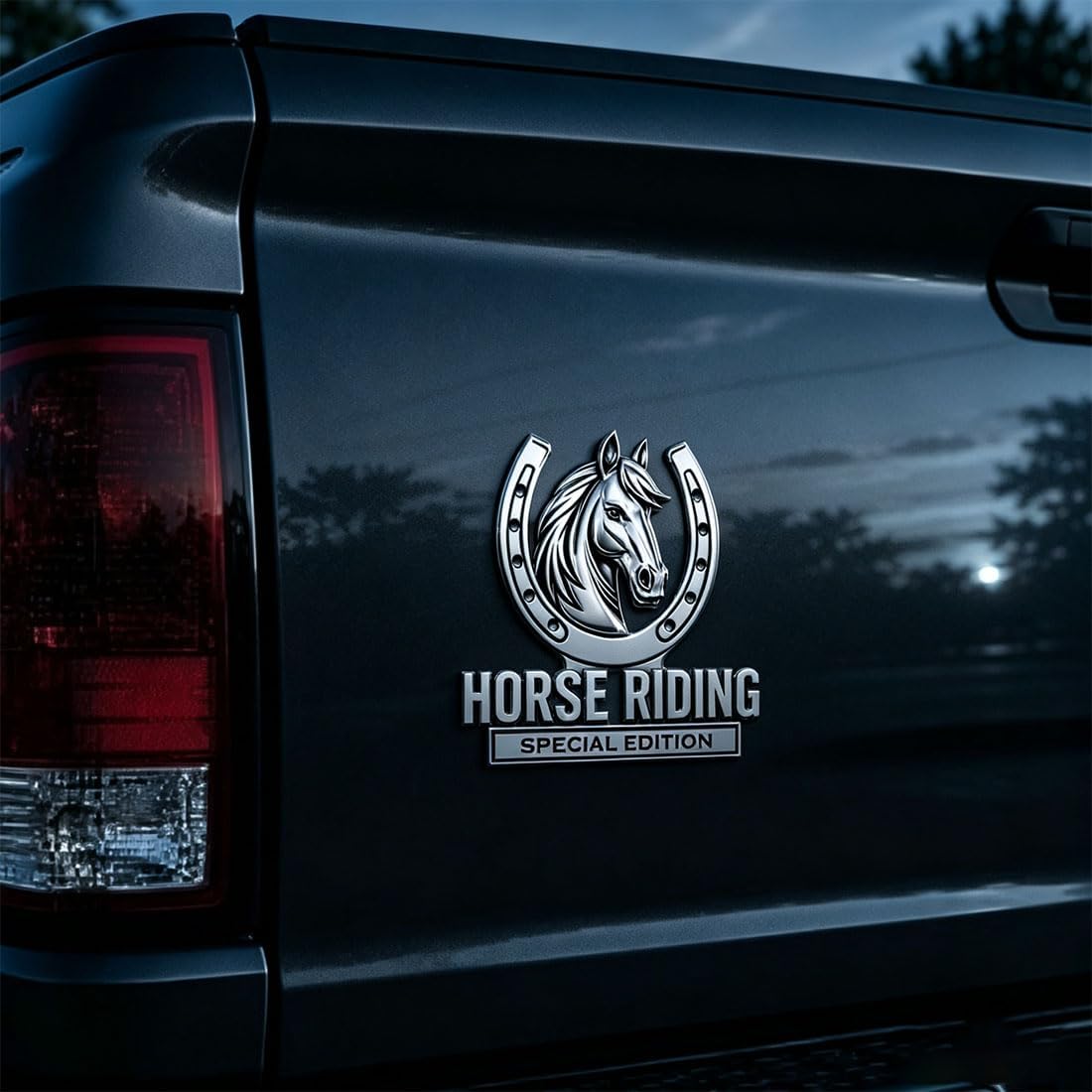 Horse Riding Special Edition Chrome Metal Car Emblem - Premium 3D Horse Head Badge for Trucks, SUVs & Horse Lovers