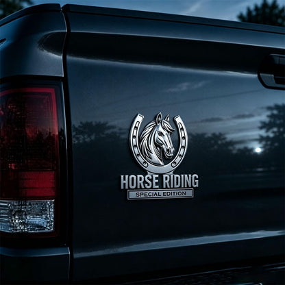 Horse Riding Special Edition Chrome Metal Car Emblem - Premium 3D Horse Head Badge for Trucks, SUVs & Horse Lovers