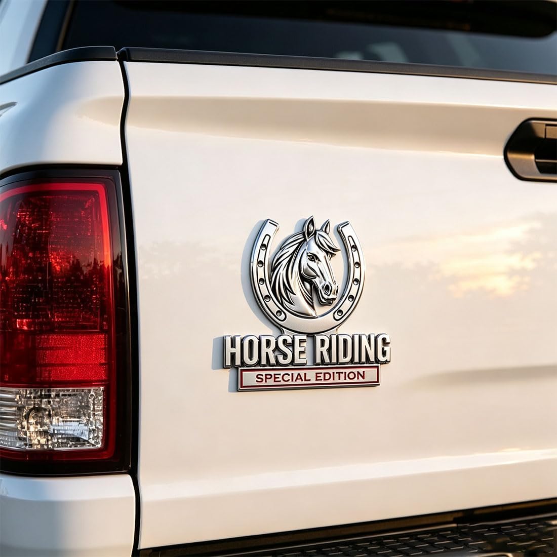 Horse Riding Special Edition Chrome Metal Car Emblem - Premium 3D Horse Head Badge for Trucks, SUVs & Horse Lovers