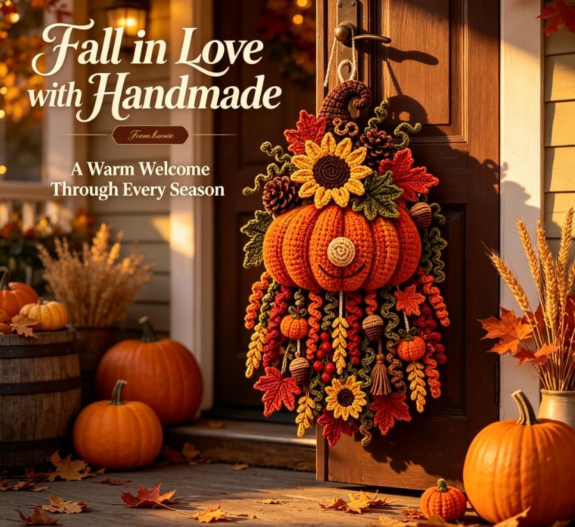 3D DIY Crochet Christmas Door Hanger Kit - Handmade Winter Tree Holiday Decor