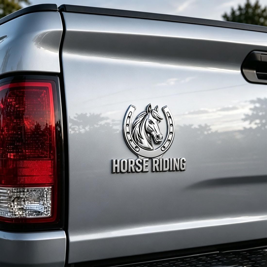 Horse Riding Special Edition Chrome Metal Car Emblem - Premium 3D Horse Head Badge for Trucks, SUVs & Horse Lovers