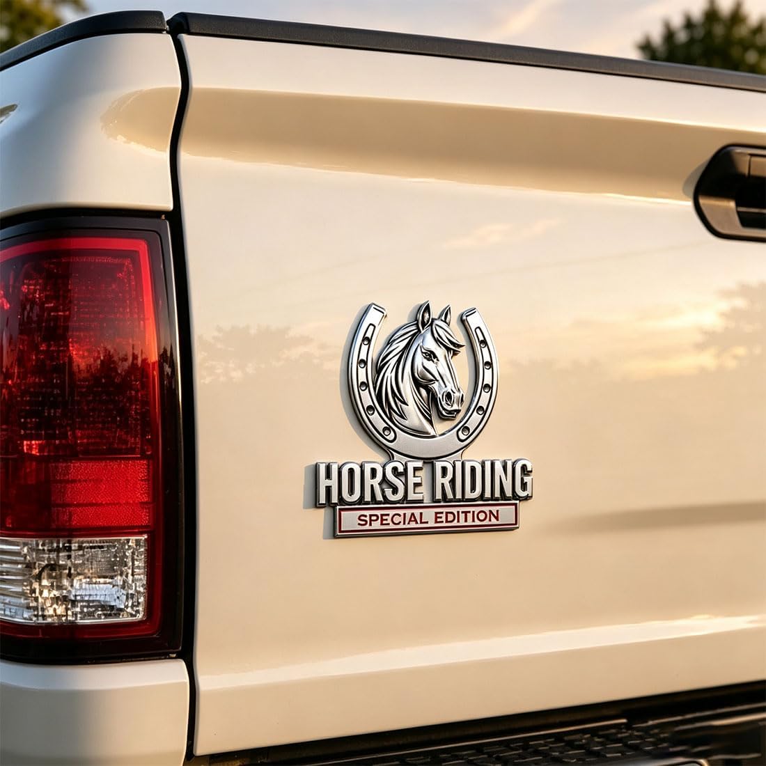 Horse Riding Special Edition Chrome Metal Car Emblem - Premium 3D Horse Head Badge for Trucks, SUVs & Horse Lovers