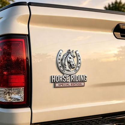 Horse Riding Special Edition Chrome Metal Car Emblem - Premium 3D Horse Head Badge for Trucks, SUVs & Horse Lovers
