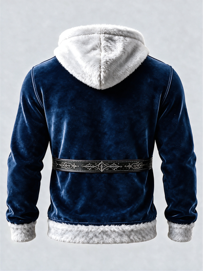 Christmas Vintage Santa Claus Suit Look Kangaroo-Pocket Hoodie Sweatshirt