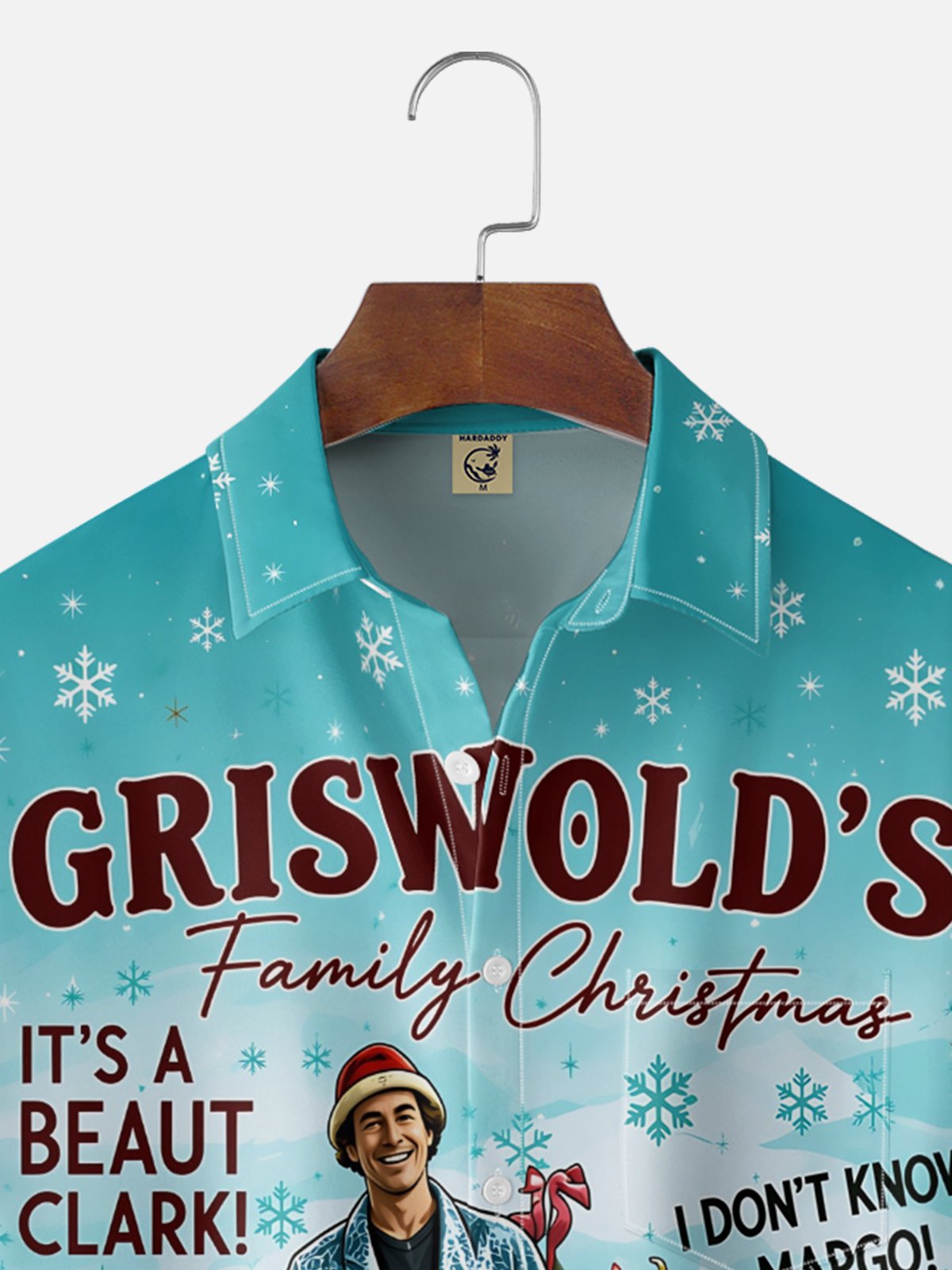 Moisture-Wicking "Merry Christmas" Griswold  Chest Pocket Hawaiian Shirt