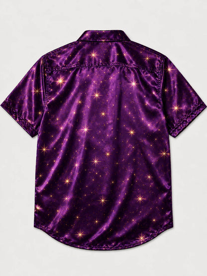 Breathable Silk Satin Christmas Leg Lamp Chest Pocket Hawaiian Shirt