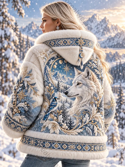 Women's Nordic Animals Flannel Coat