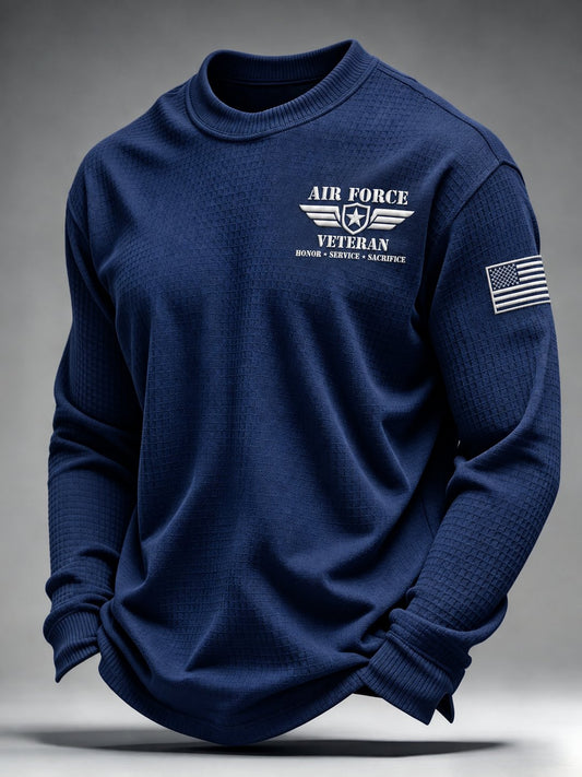 Men's Casual U.S Veteran Print Long-Sleeve T-Shirt