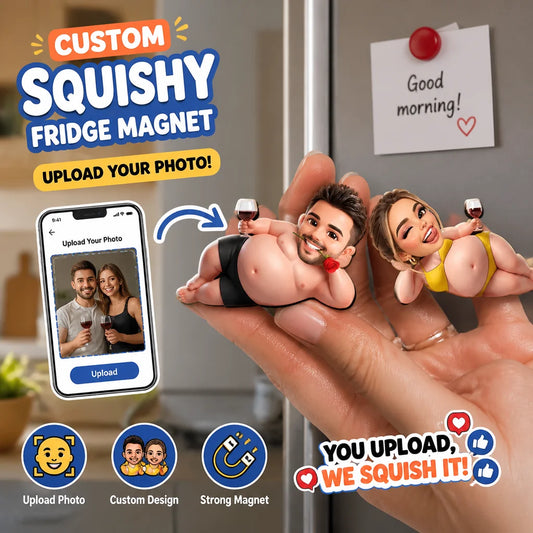 Custom Funny Couple Fridge Magnet - Personalized Photo Cartoon Gift For Couples