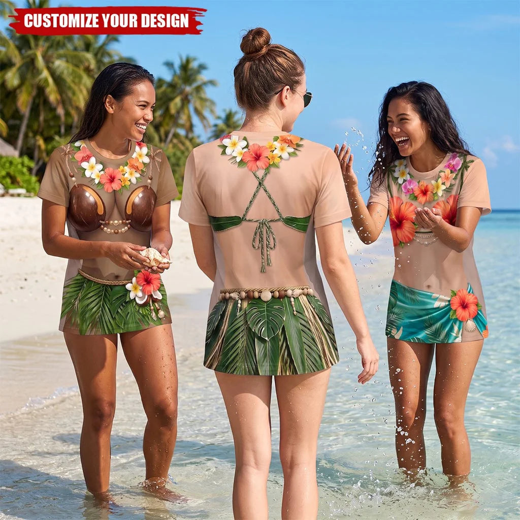 Custom Besties Hawaiian T-Shirt - Personalized Beach Vacation Gifts For Best Friends - Paradise Looks Better Together