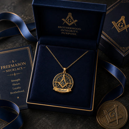 Custom Freemason Compass Necklace - Personalized Masonic Gifts For Men - A Light Within The Lodge