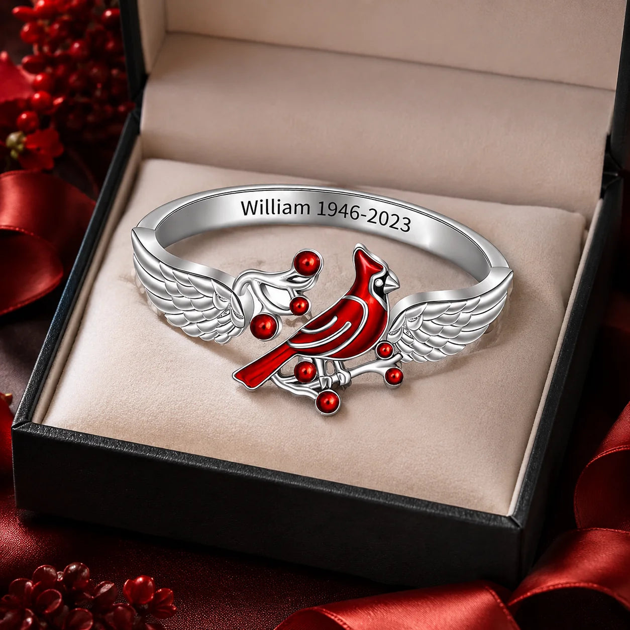 Custom Cardinal Memorial Ring - Personalized Remembrance Gifts For Loved Ones - Forever Close To My Heart