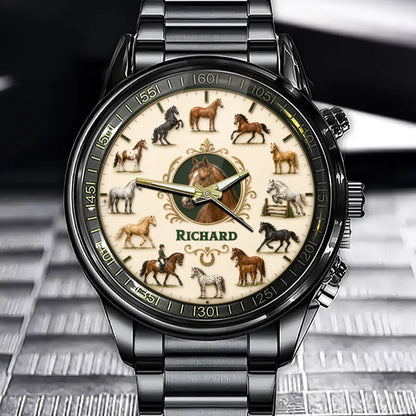 Custom Equestrian Horse Watch - Personalized Birthday Gifts For Horse Lovers & Riders