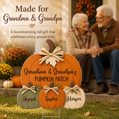 Custom Pumpkin Patch Yard Sign - Personalized Gifts For Grandma & Grandpa - Our Little Pumpkins Grow Here