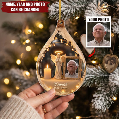 Custom Guardian Angel Acrylic Ornament - Personalized Memorial Photo Gifts - Forever Watching Over You