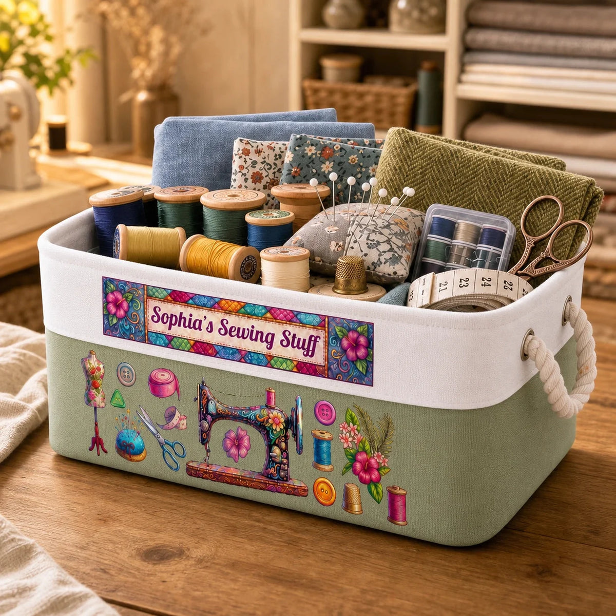 Custom Sewing Storage Basket - Personalized Gifts For Sewing Lovers - A Place For Every Stitch
