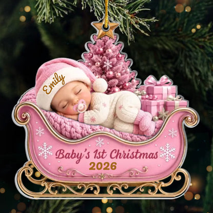 Custom First Christmas Acrylic Ornament - Personalized Christmas Baby Shower, Gender Reveal Gifts For New Moms, New Dads, New Parents - Precious Little Bundle Of Joy