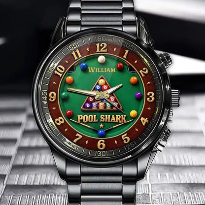 Custom Pool Shark Watch - Personalized Name Gifts For Billiards Lovers - Born To Break