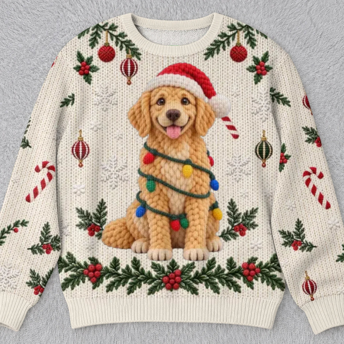 Custom Photo Crochet Pet Christmas Gifts For Dog Cat Lovers - Personalized Ugly Sweatshirt