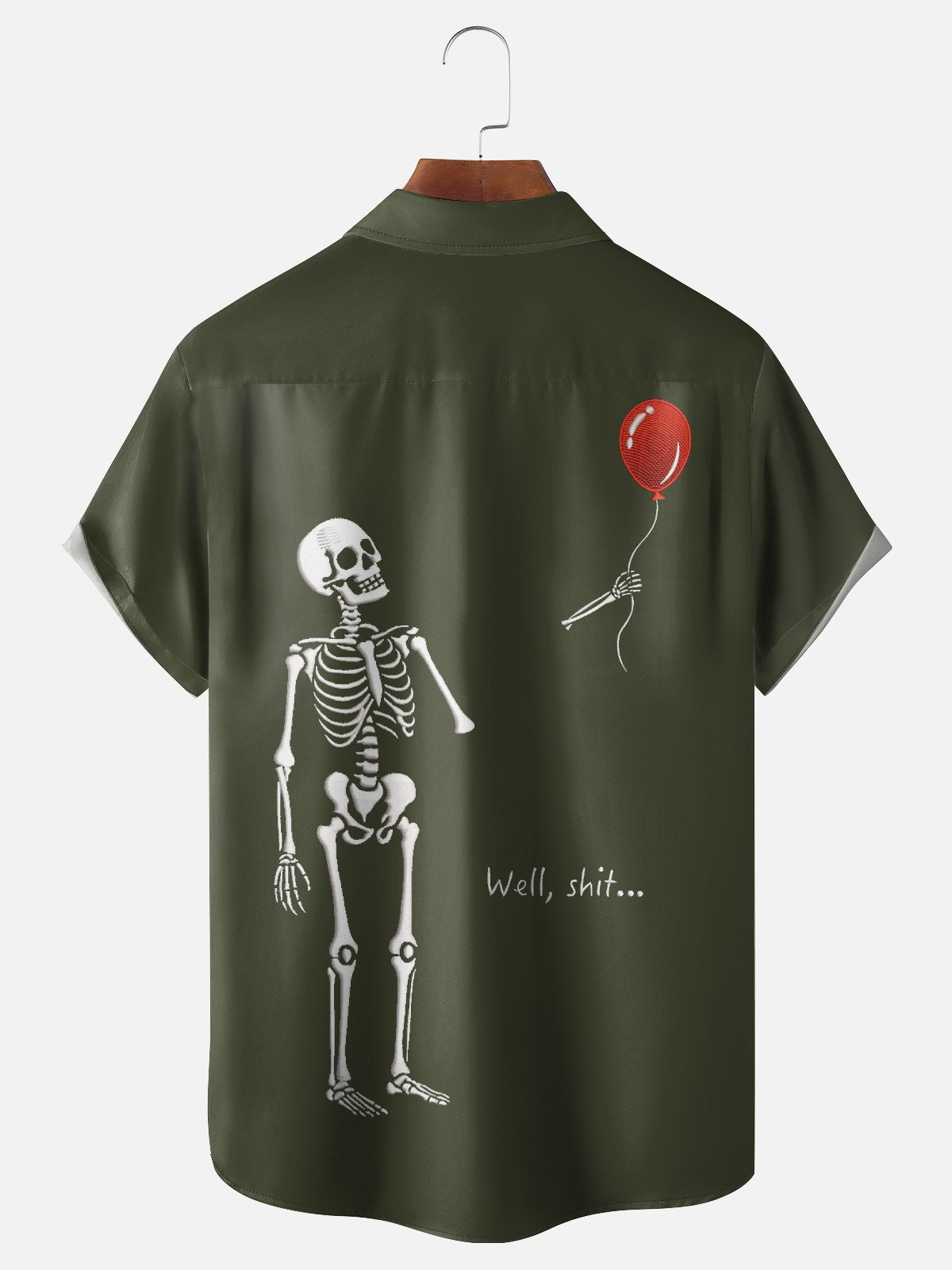 Moisture-wicking Halloween Skeleton Chest Pocket Casual Shirt