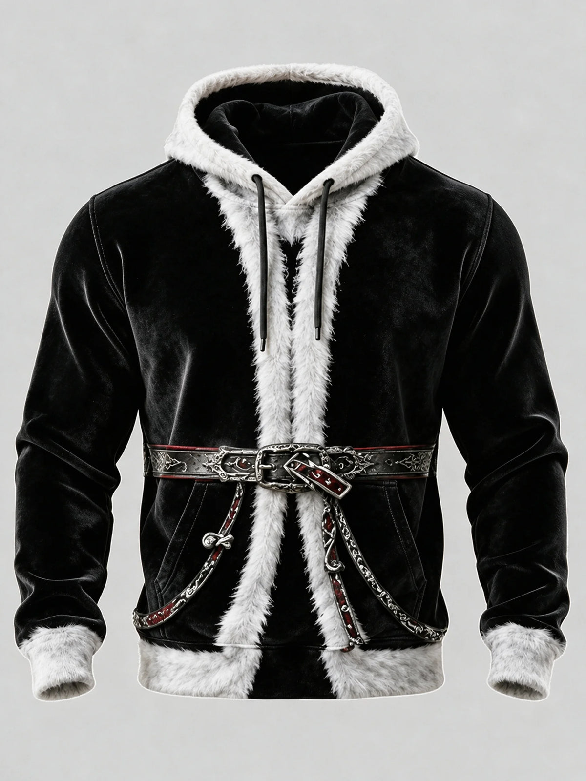 Christmas Vintage Santa Claus Suit Look Kangaroo-Pocket Hoodie Sweatshirt