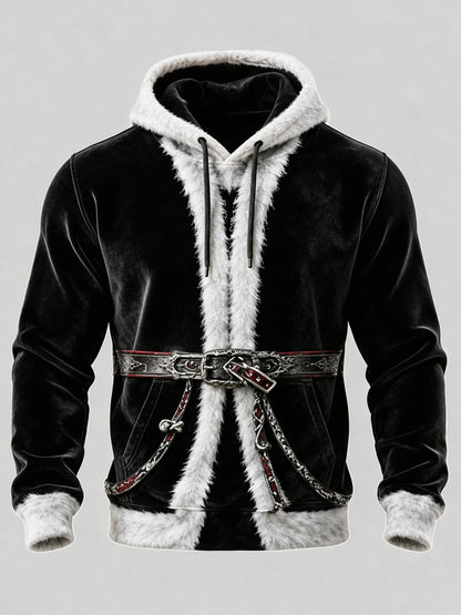 Christmas Vintage Santa Claus Suit Look Kangaroo-Pocket Hoodie Sweatshirt