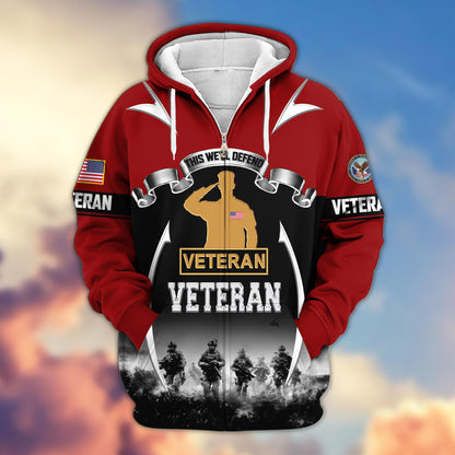 Premium US Veterans Zip Up Hoodie ATTN150821, Gifts For US Veterans, Gifts On Father's Day, Veterans Day.