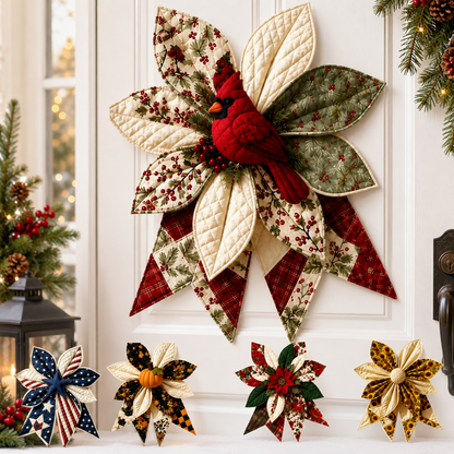 DIY Patriotic Patchwork Bow Sewing Kit – Quilted American Flag Door Hanging Craft