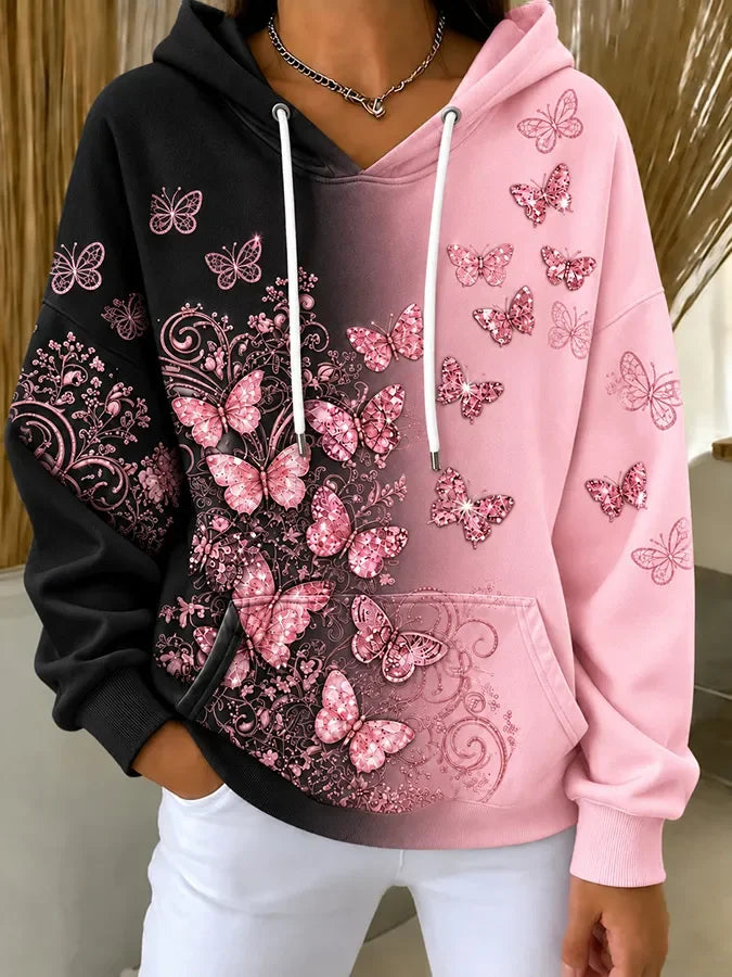 Women's Casual Printed Hooded Sweatshirt