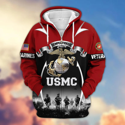 Premium US Veterans Zip Up Hoodie ATTN150821, Gifts For US Veterans, Gifts On Father's Day, Veterans Day.