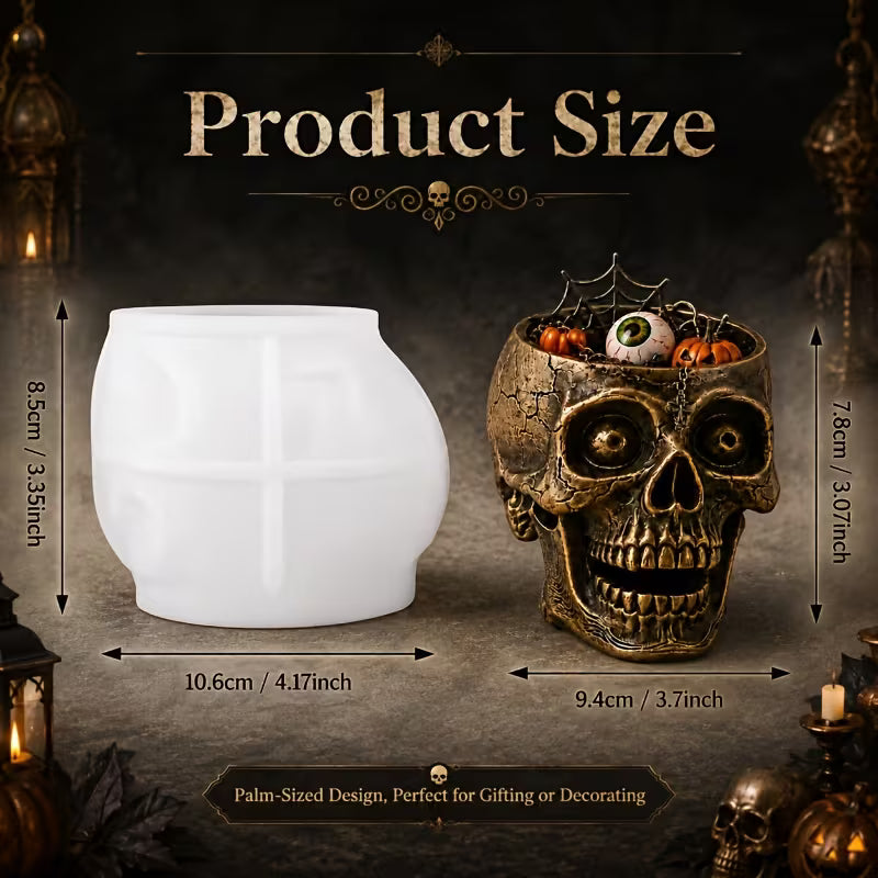 Gothic Skull Flower Pot Silicone Mold – DIY Resin, Plaster, Candle & Soap Casting Mold