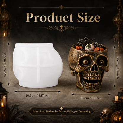 Gothic Skull Flower Pot Silicone Mold – DIY Resin, Plaster, Candle & Soap Casting Mold