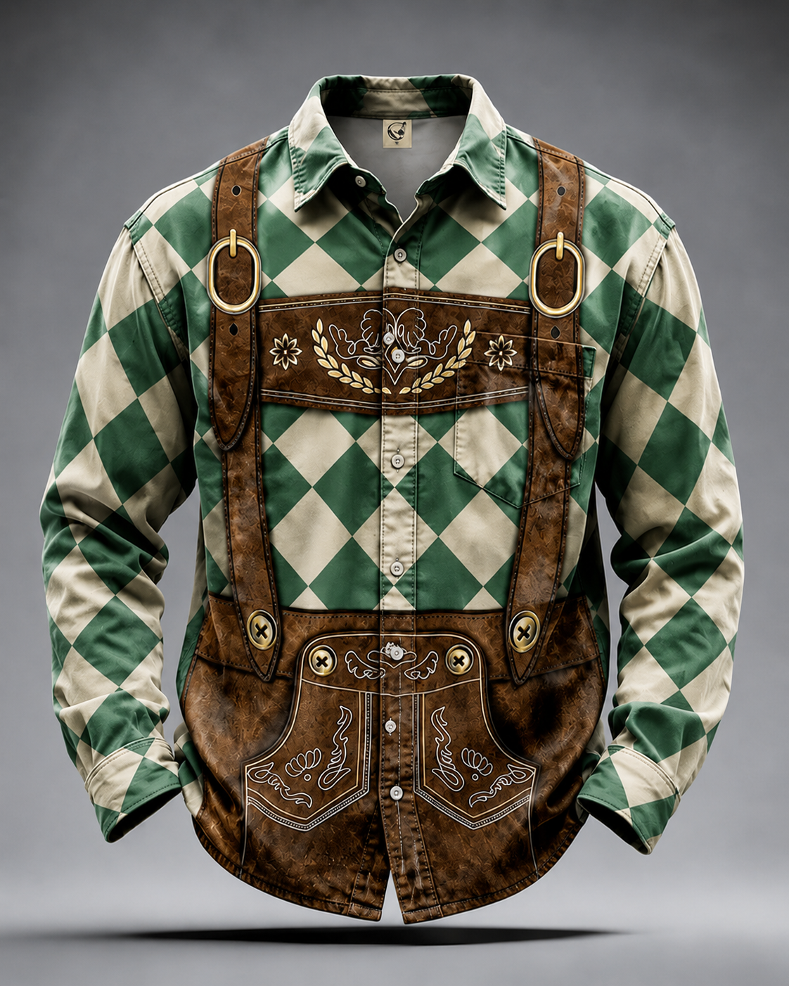 Moisture-Wicking Oktoberfest Style Chest Pocket Long-Sleeve Casual Shirt