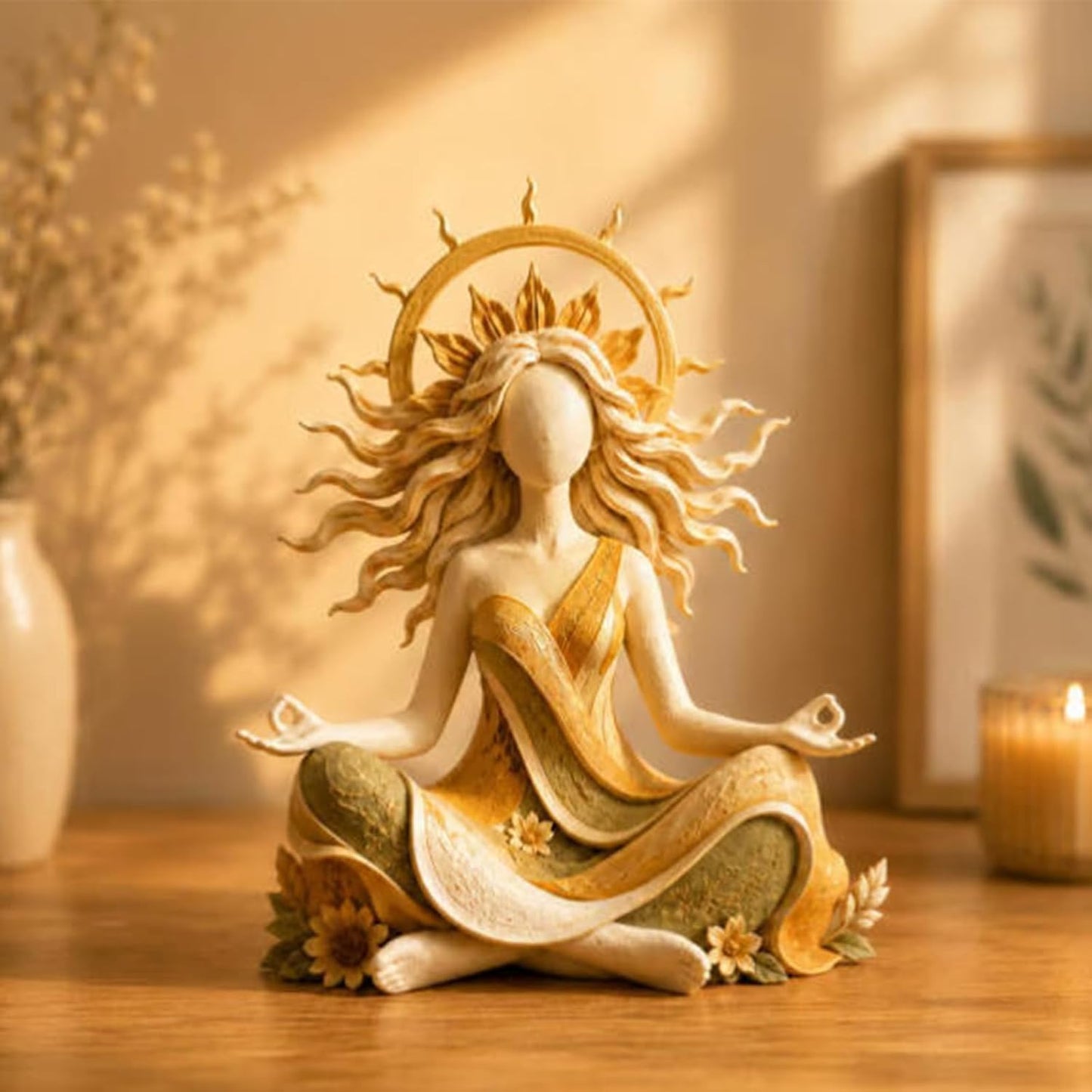 Serenity Growth Meditation Figurine – Crescent Moon Goddess Decor