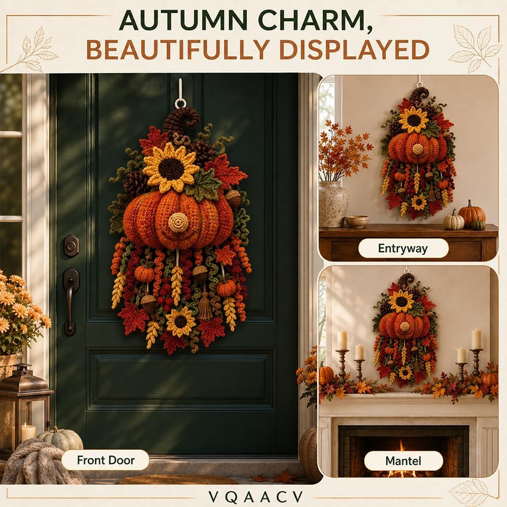 3D DIY Crochet Christmas Door Hanger Kit - Handmade Winter Tree Holiday Decor
