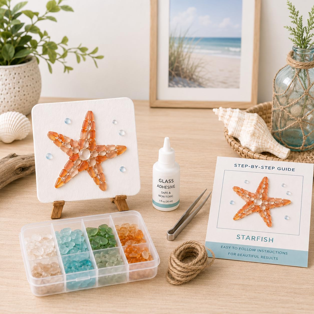 Sea Glass Mosaic Craft Kit – DIY Coastal-Style Art & Craft for Adults and Seniors