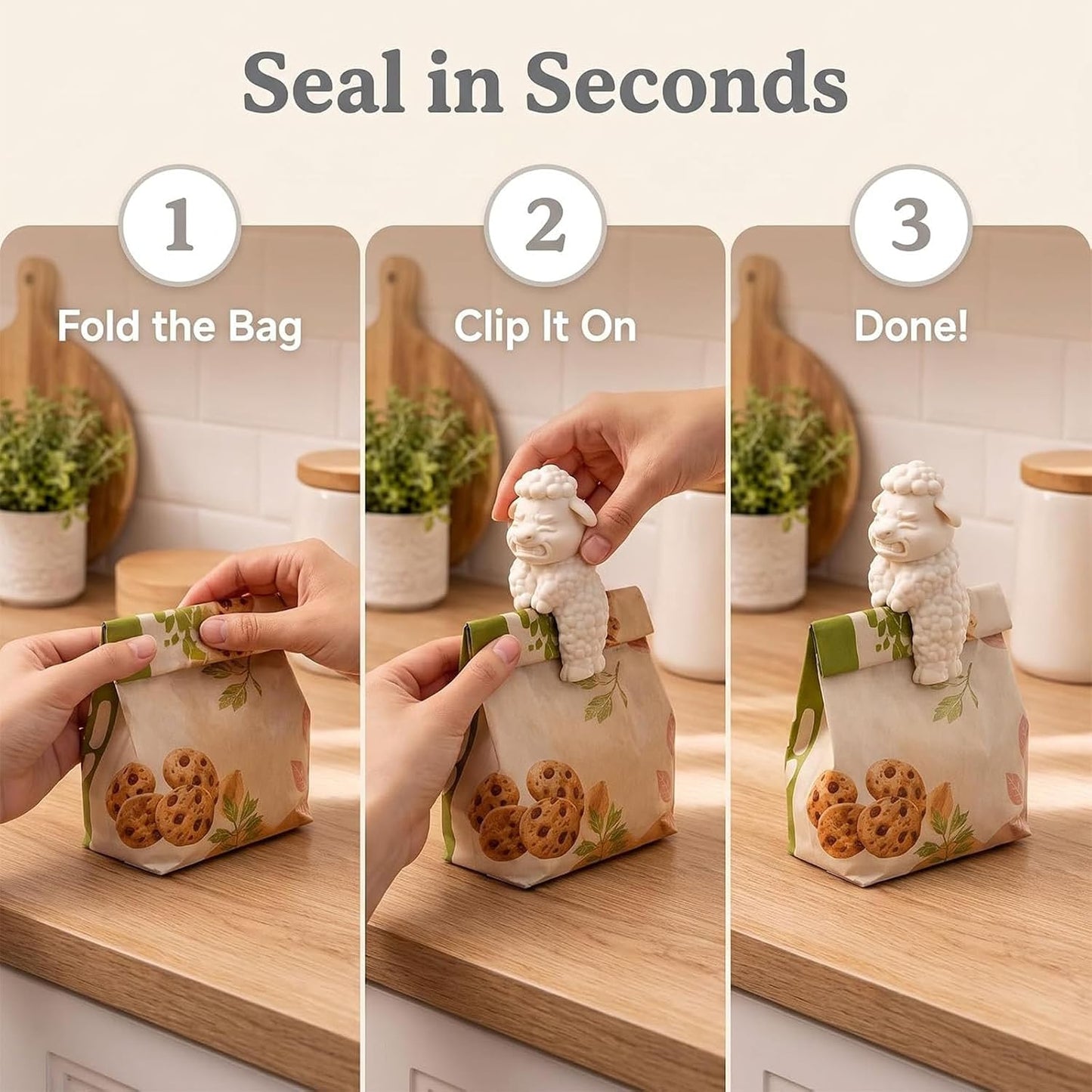 Cute Farm Animal Bag Clips - Reusable Food Sealing Clips for Snacks, Coffee & Pet Treats
