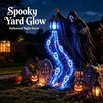 Halloween Soul Harvester Solar Garden Light – Animated Flowing Ghost Reaper Yard Decor