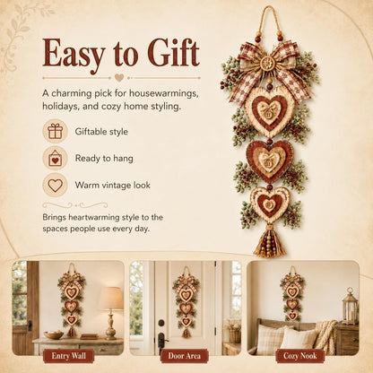 Lighted Rustic Heart Christmas Wall Hanging – Farmhouse Plaid Bow Door Decor