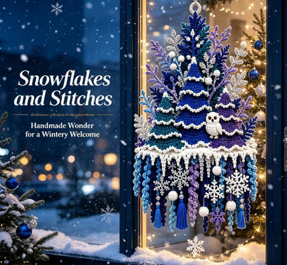 3D DIY Crochet Christmas Door Hanger Kit - Handmade Winter Tree Holiday Decor