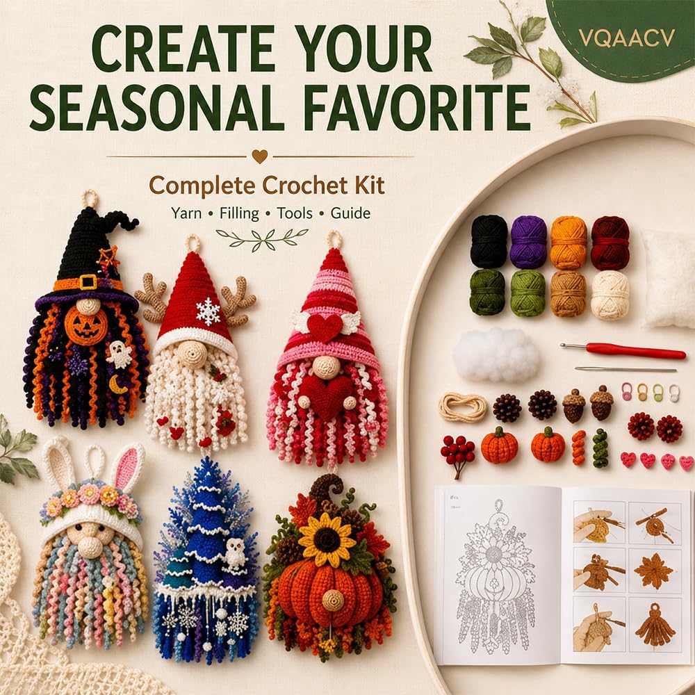 3D DIY Crochet Christmas Door Hanger Kit - Handmade Winter Tree Holiday Decor